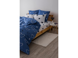 Комплект постільної білизни "ТЕП" NAVY BLUE LOVE, 70X70 євро