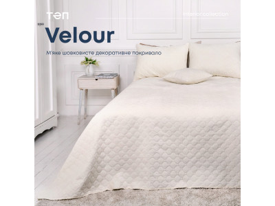 Покривало ТЕП "VELOUR" 220*240 см молочний/ромб круглий