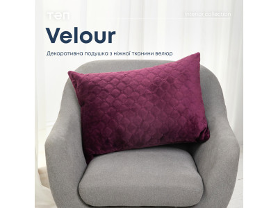 Подушка декоративна "VELOUR" 50*70 см бордовий
