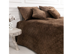 Покривало ТЕП "VELOUR" 180*240 см коричневе/ромб круглий