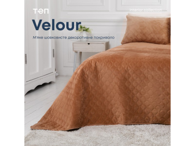 Покривало ТЕП "VELOUR" 240*260 см Кофейний/Ромб прямий