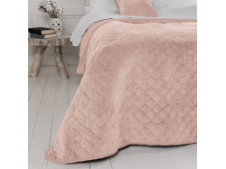Покривало ТЕП "VELOUR" 240*260 см пудровий ромб круглий