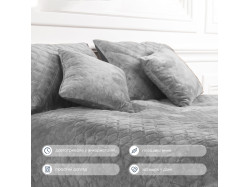 Покривало ТЕП "VELOUR" 220*240 см світло-сірий/ромб круглий