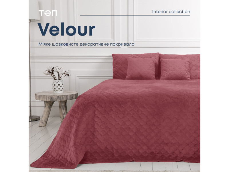Покривало ТЕП "VELOUR" 240*260 см Mesa Rose/ромб круглий
