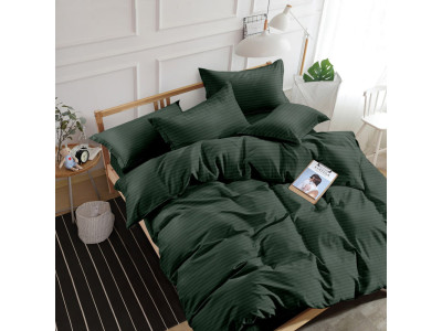 Комплект постільної білизни SoundSleep Stripe Dark Green сатин-страйп темно-зелений сімейний