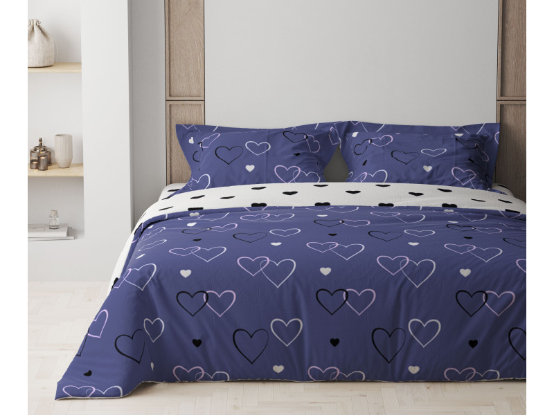 Комплект постільної білизни ТЕП "Happy Sleep" NAVY BLUE LOVE 31, 50x70 двоспальний