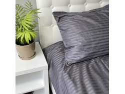 Комплект постільної білизни Stripe Sense Graphite сатин-страйп SoundSleep графіт сімейний