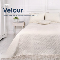 Покривало ТЕП "VELOUR" 180*240 см молочний/ромб круглий