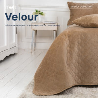 Покривало ТЕП "VELOUR" 240 * 260 см золотий беж/ромб круглий