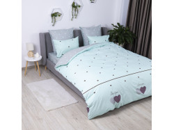 Комплект постільної білизни "ТЕП" Mint&Grey Hearts, 70x70 двоспальний