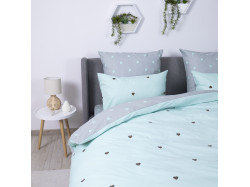 Комплект постільної білизни ТЕП "Happy Sleep" Mint&Grey Hearts, 50x70 двоспальний