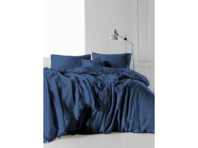 Комплект постільної білизни SoundSleep Muslin Dark Blue євро