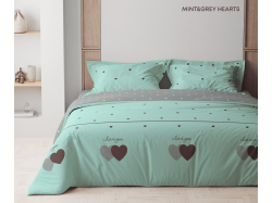 Комплект постільної білизни "ТЕП" Mint&Grey Hearts, 70x70 євро