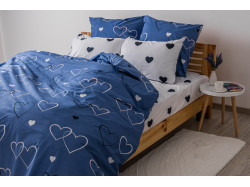 Комплект постільної білизни "ТЕП" NAVY BLUE LOVE, 70x70 двоспальний