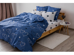 Комплект постільної білизни "ТЕП" NAVY BLUE LOVE, 70x70 двоспальний