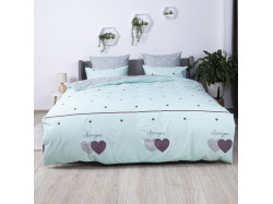 Комплект постільної білизни "ТЕП" Mint&Grey Hearts, 70x70 євро